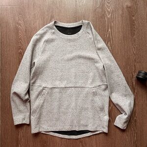 Lululemon Crewneck At Ease - Gray Textured Long Sleeve Top -